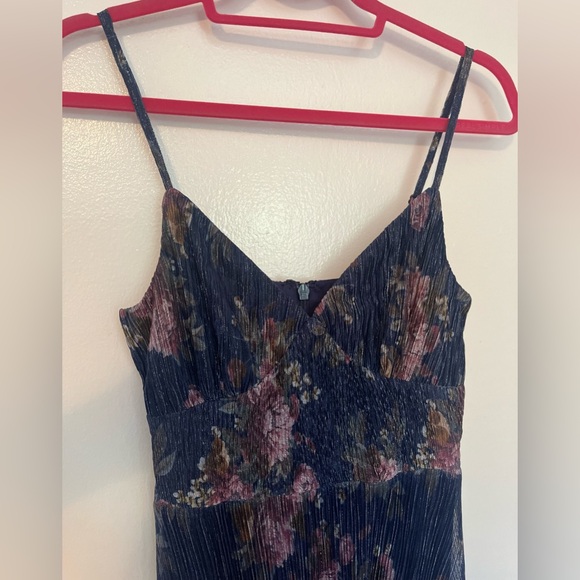 Navy Floral Shimmer Dress—Missing Belt, Size 4 - Picture 9 of 17